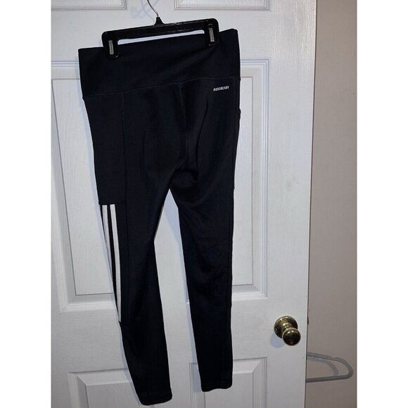 ADIDAS Primegreen Aeroready Leggings Black & White Side Stripes Sz M - Picture 6 of 16